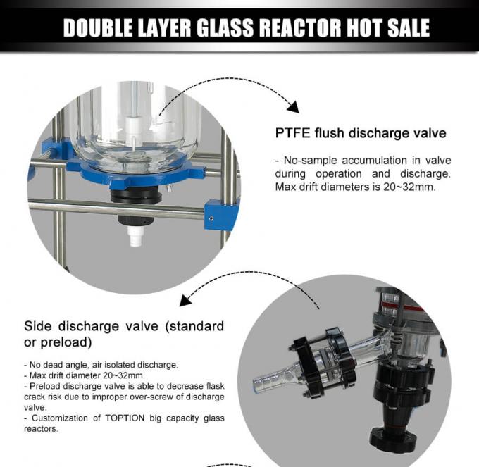 10L 20L 50L Jacketed Glass Reactor Glass & Stainless Steel Reactor 10