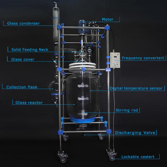 200L jacketed glass reactor structure