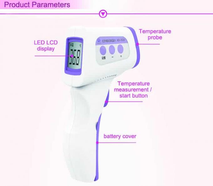 CE ISO Infrared Forehead Thermometer With LED Screen Purple White 1