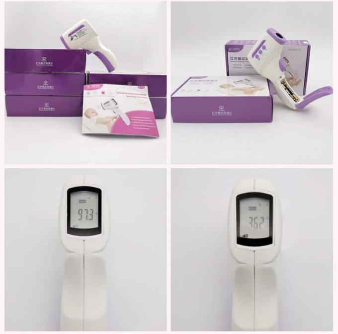 CE ISO Infrared Forehead Thermometer With LED Screen Purple White 5