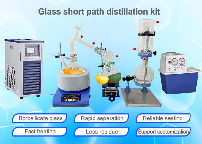 2L Kısa Yol Distillasiyon Kits Vakum Moleküler Distillasiyon Birimi