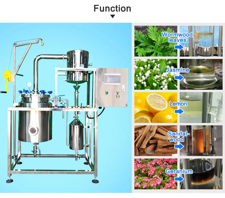 95% Extraction Efficiency Essential Oil Plant Extraction Equipment with TOPTION PLC Control